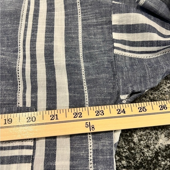 LUCKY BRAND loose fit vertical stripes long sleeve button down summer top - Picture 5 of 9